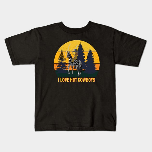 I love hot cowboys Kids T-Shirt by SurpriseART